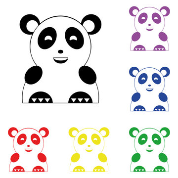 Elements of panda in multi colored icons. Premium quality graphic design icon. Simple icon for websites, web design, mobile app, info graphics
