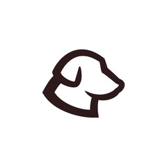 Simple Dog Head Outline Flat Design