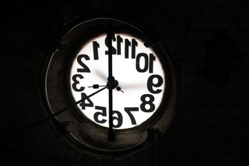 Naklejka na ściany i meble Big old clock embeded on the wall