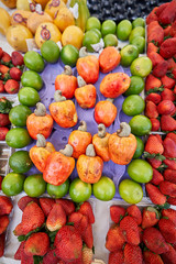 Tropical fruits and vegetables shopping tour in a Brazilian free fair 
