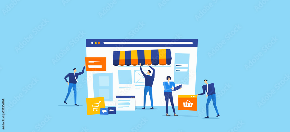 Poster developer and designer team create online shop concept