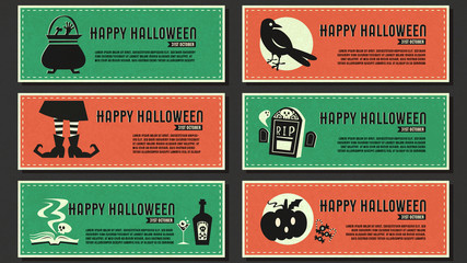 Happy halloween vector banner retro style.