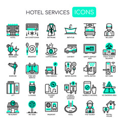 Hotel Services , Thin Line and Pixel Perfect Icons
