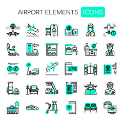 Airport Elements , Thin Line and Pixel Perfect Icons