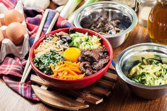 Bibimbap - rice with beef and vegetables