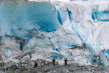 Hiking to Davidson Glacier ice pack Alaska