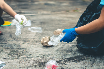 Group women volunteer help garbage collection charity environment.