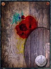 Foto op Canvas Ouderwetse achtergrond met hout en verfvlekken © Rosario Rizzo