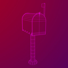 Correspondence mailbox with post letter message. Wireframe low poly mesh vector illustration