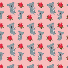 cute koala and flowers pattern background