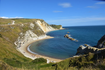 Blue sky, white clouds and bay