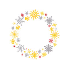 Winter Wreath Snowflakes. New Year or Christmas.