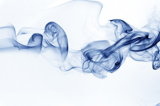Blue smoke motion abstract on white background
