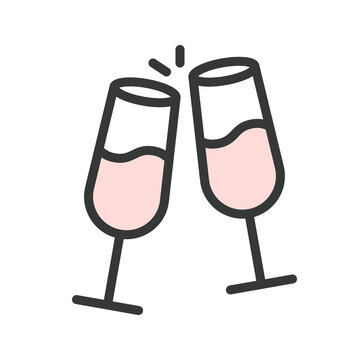 recommend clip art: Cheers champagne, Merry Christmas related icon set, filled outline design editable stroke