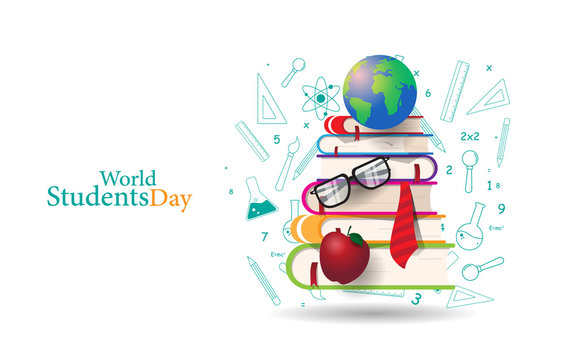 World Students Day Concept Design With Book Education Element