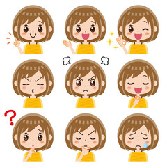 女性　表情　セット