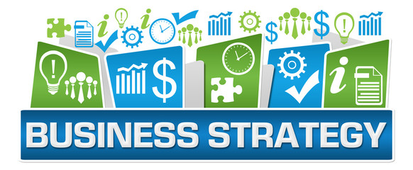 Business Strategy Green Blue Business Symbols On Top  © ileezhun