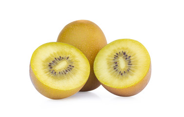 Fototapeta premium Golden kiwi fruit slice isolated on white background,fruit concept,clipping path