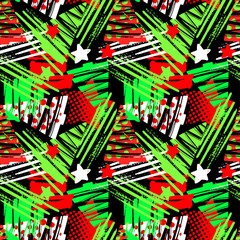 Seamless Christmas repeating  hand craft expressive ink pattern.