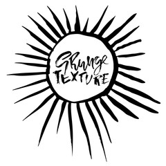 Grunge frame with graphic sunbeams. Vector illustration.