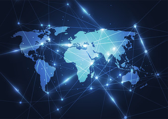 Global network connection. World map point and line composition concept of global business. Vector Illustration