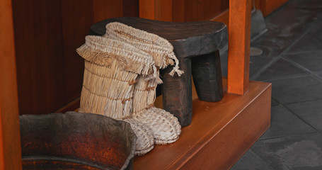 Straw boots in chinese house