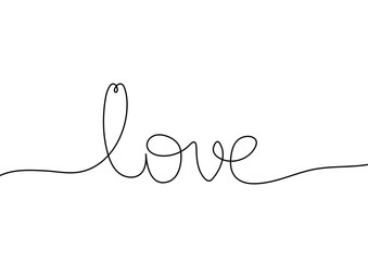 Continuous line drawing. Hearts of love concept on white background. Vector illustration