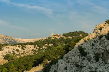 Fototapeta premium Small church St. Ivana in mountain, island Krk Croatia