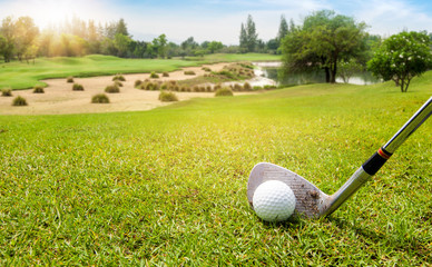 golf, club, course, ball, grass, sport, equipment, green, summer, white, day, outdoors, leisure, activity, hobbies, recreational, space, sunset, sunrise, objects, tree, sun, golfing, field, fairway, c