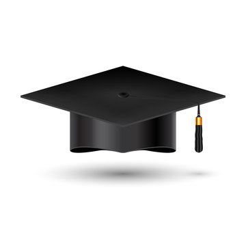 Education graduation university cup on white background. Success academic student hat for ceremony school achievement