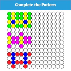 Complete the Pattern. Education logic game for preschool kids. Vector Illustration