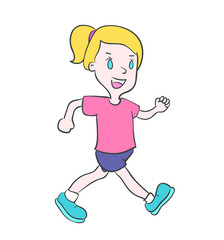 Girl is walking in color illustration