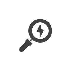 Energy search vector icon. filled flat sign for mobile concept and web design. magnifying glass simple solid icon. Symbol, logo illustration. Pixel perfect vector graphics