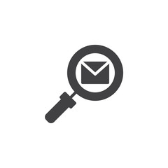 Message search vector icon. filled flat sign for mobile concept and web design. magnifying glass and envelope letter simple solid icon. Symbol, logo illustration. Pixel perfect vector graphics
