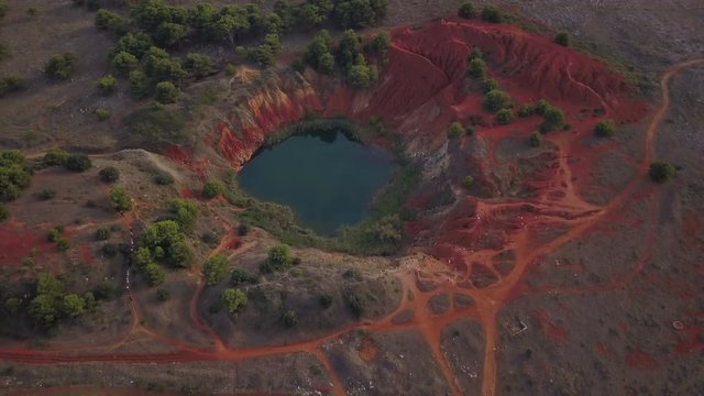 Bauxite quarry aerial shot from 4k drone