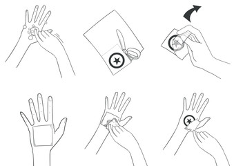 How to stick fake tattoo on the skin illustration