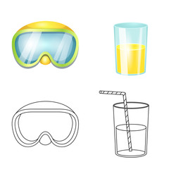 Isolated object of equipment and swimming logo. Collection of equipment and activity vector icon for stock.