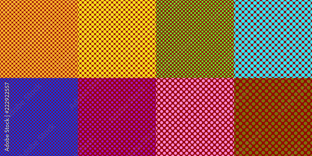 Poster abstract color seamless dot background pattern template set - vector graphics from colored circles