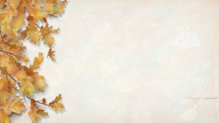 Autumn background with oak leaves