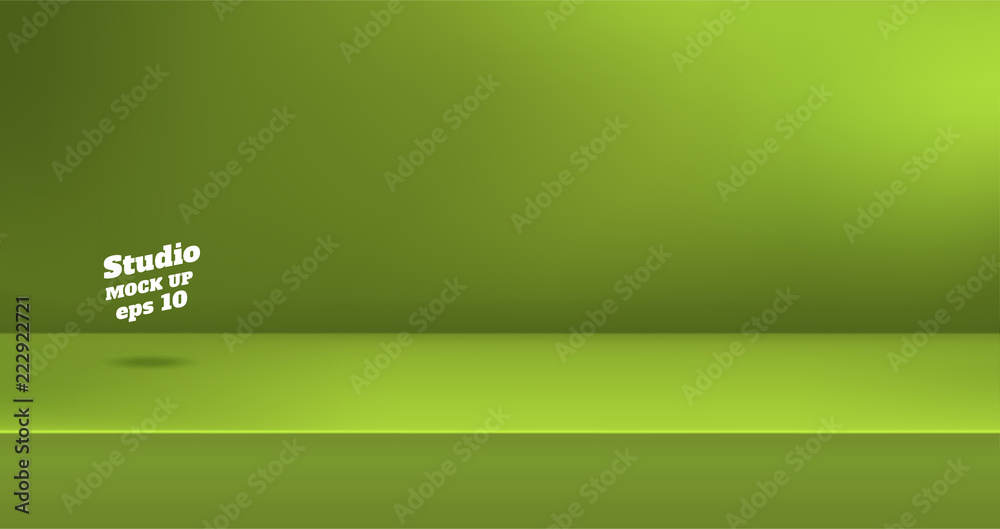 Poster Vector,Empty vivid lime green color studio table room background ,product display with copy space for display of content design.Banner for advertise product on website.