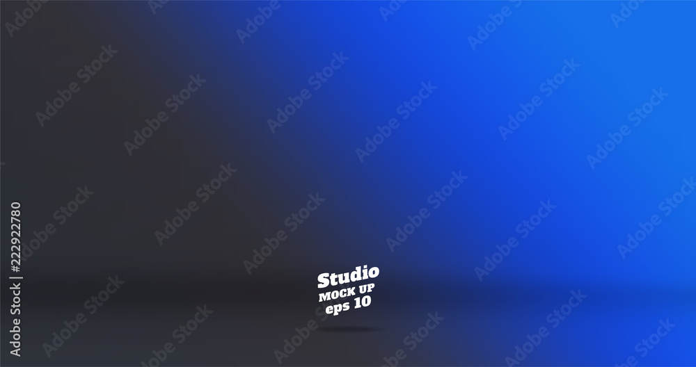 Poster Banner vector abstract background of empty two tone gradient blue to dark grey studio room,Template mock up for display of product or design. Modern Business backdrop presentation.
