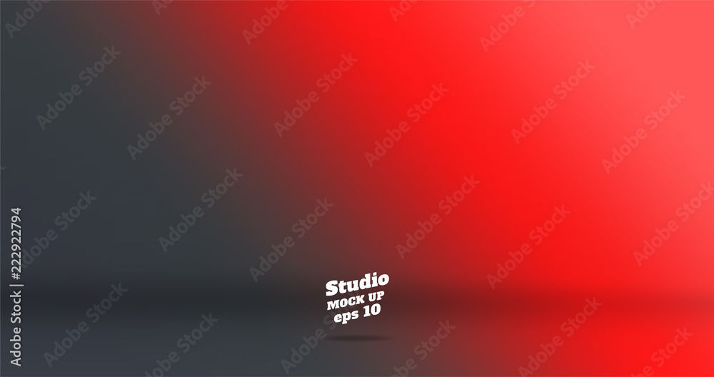 Poster Banner vector abstract background of empty two tone gradient red to dark grey studio room,Template mock up for display of product or design. Modern Business backdrop presentation.