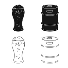 Isolated object of pub and bar symbol. Collection of pub and interior stock symbol for web.