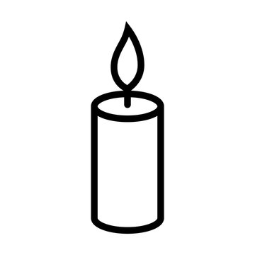 Lit wax candle / candlestick line art vector icon for apps and websites