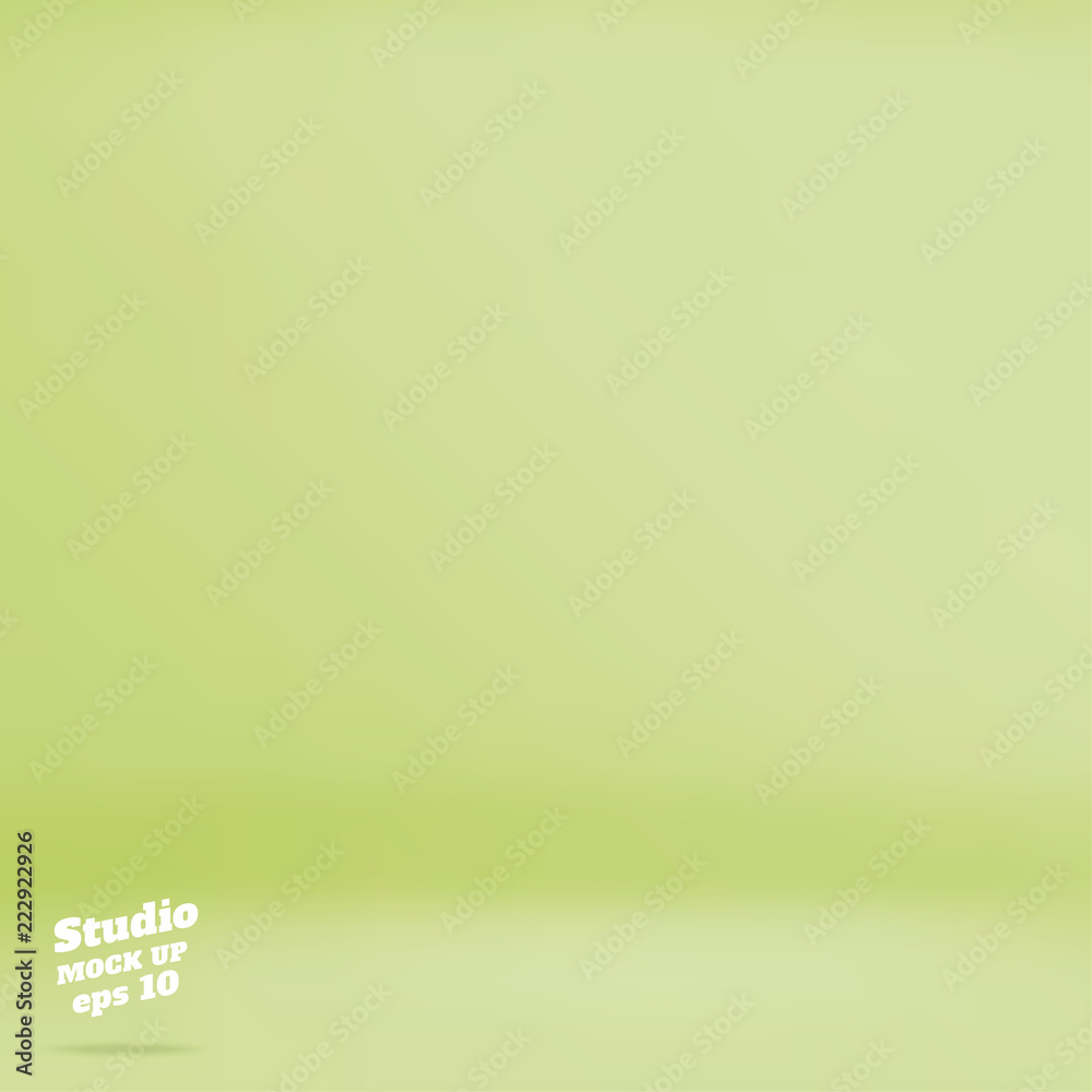 Wall mural vector empty pastel green lime color studio room background ,template mock up for display of product