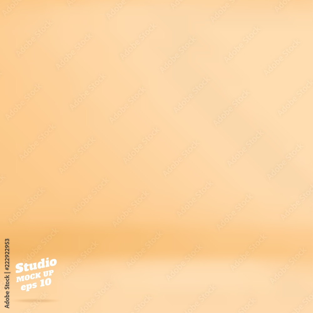 Aufkleber Vector Empty pastel peach color studio room background ,Template mock up for display of product,Business backdrop.