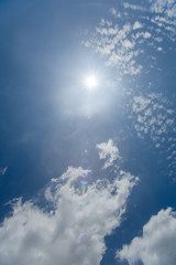 Blue sky with the sun