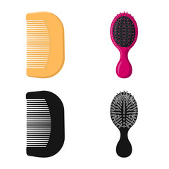 Isolated object of brush and hair sign. Collection of brush and hairbrush stock vector illustration.