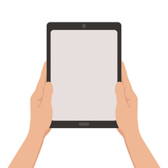 tablet in hands  vector illustration flat style front 