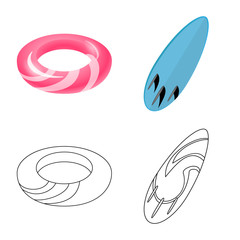 Isolated object of equipment and swimming icon. Collection of equipment and activity stock vector illustration.